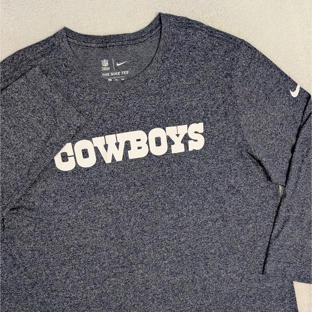 Dallas‎ Cowboys NFL Nike Athletic Cut L/S Crew Football Tee Shirt Men's 2XL Blue